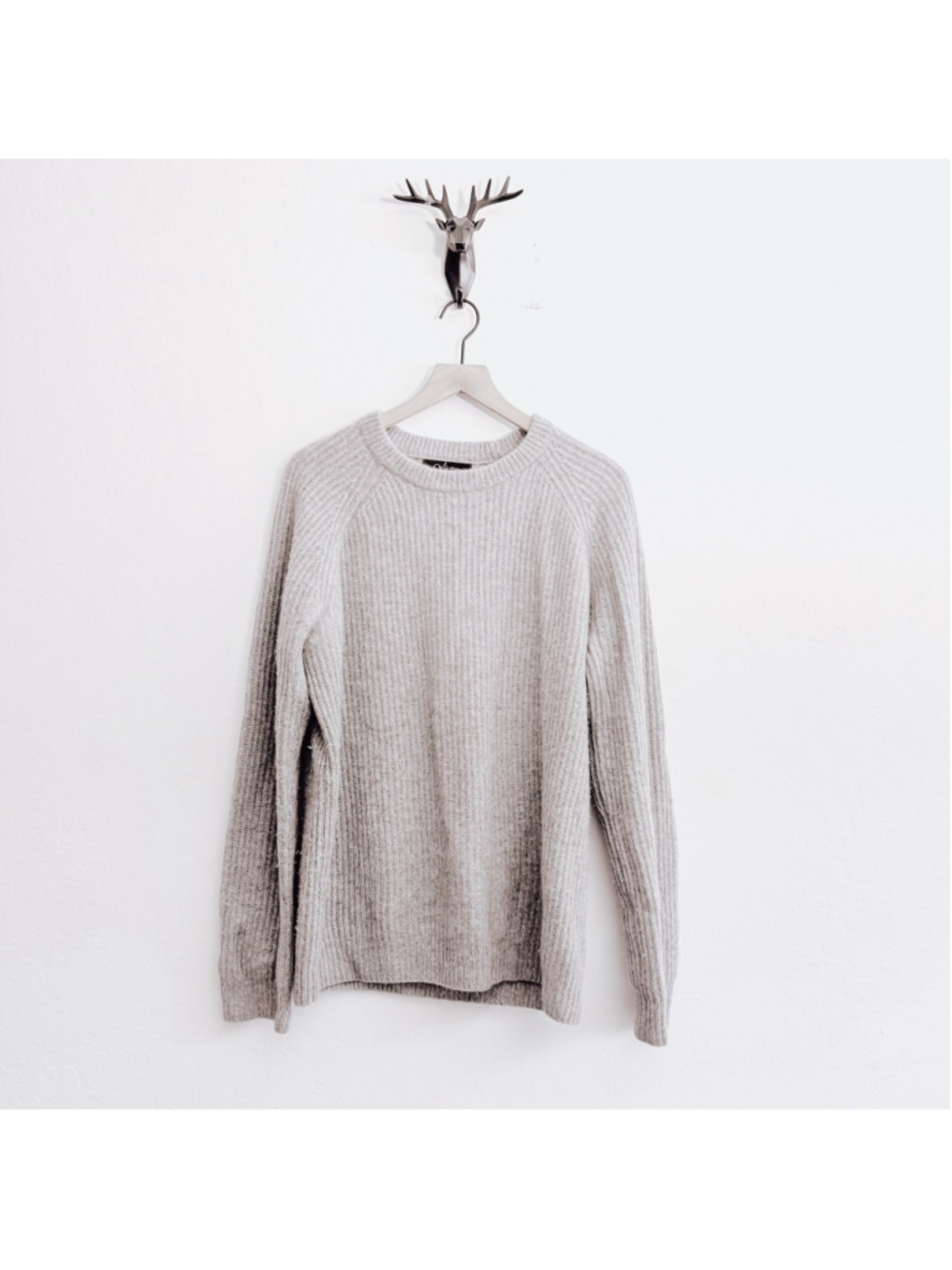Quince Men’s Gray 100% Cashmere Ribbed Crew Neck Sweater Size Large